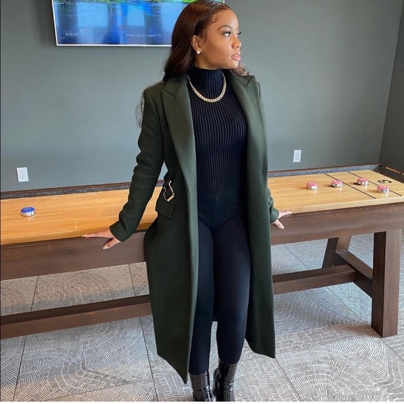 NWT ZARA Menswear Style Wool Coat Green XXL Blogger’s Favorite - Picture 7 of 11